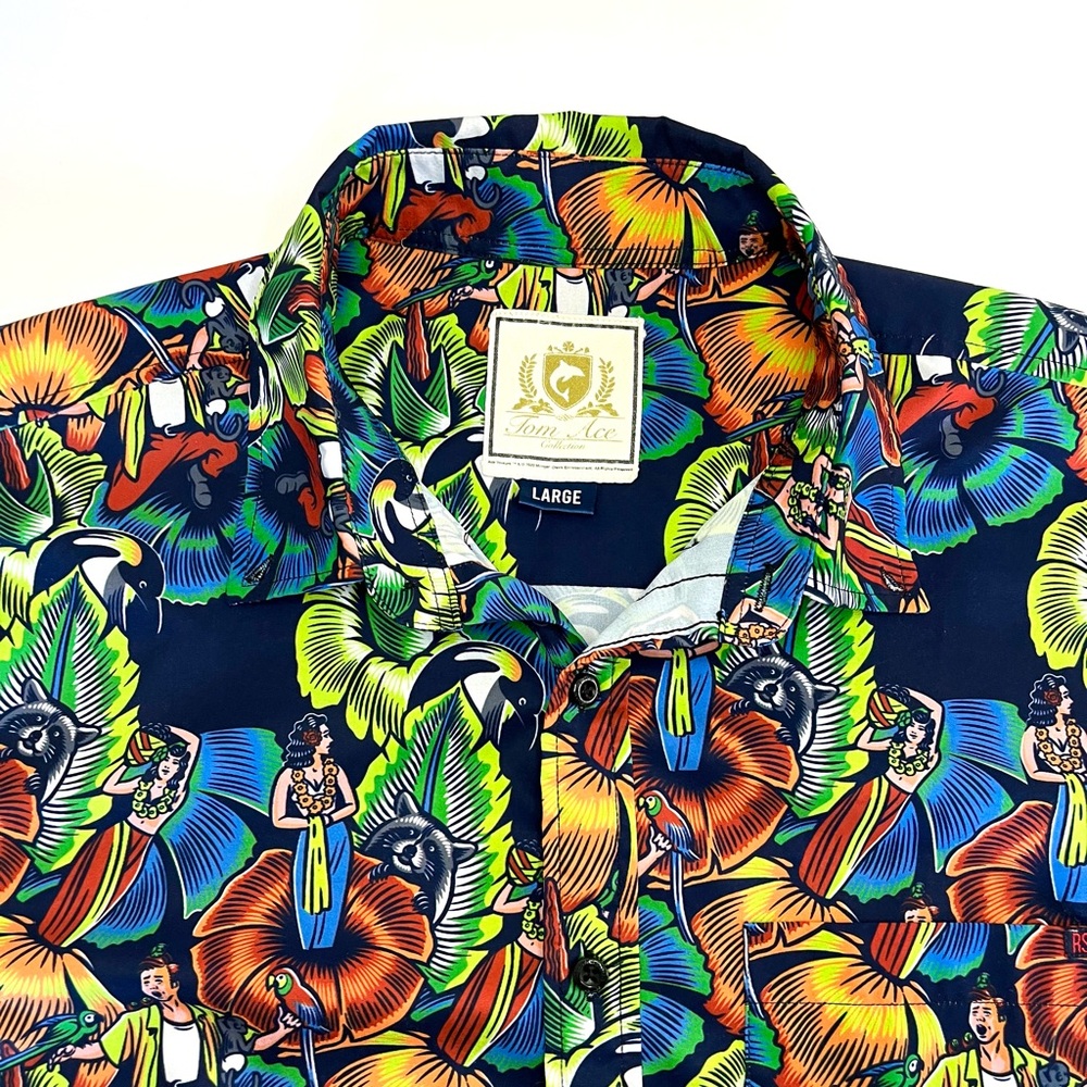 RSVLTS Mens Shirt Ace Ventura Pet Detective Size L Roosevelts Tom Ace Stretch